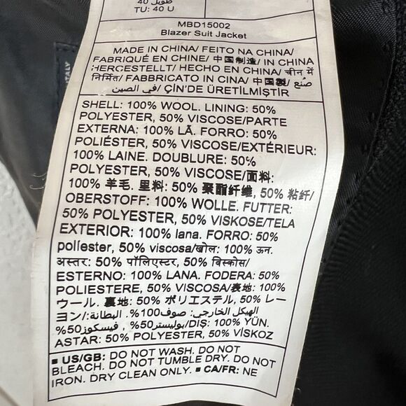 Buttoned Down Mens 40L Long Black Reda Wool Hopsack Slim Fit Sport Coat 2 Button - Picture 6 of 6